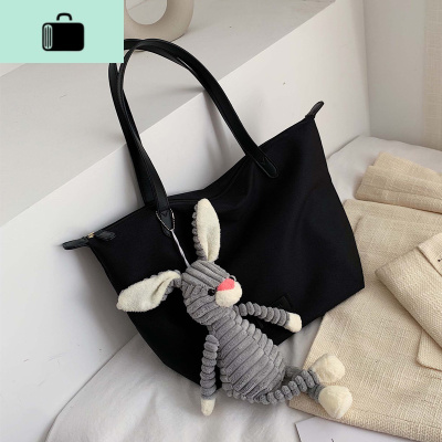 大包女2019年新款女包夏天百搭大学生上课包大气容量单肩托特包潮NEW LAKE 黑色女士单肩包