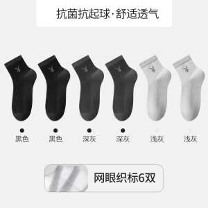 花花公子袜子男士纯棉中筒袜夏季薄款7A抗菌防臭吸汗商务长袜男款