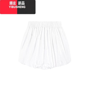 YIBUSHENG白色花苞裤裙短裙女装季松紧腰显瘦蓬蓬裙裤阔腿裤休闲裤裤子