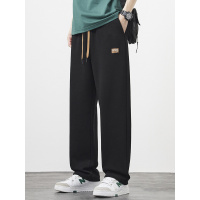 24春夏新款男裤休闲男高档宽松显高显瘦针织直筒阔腿拖地裤男款