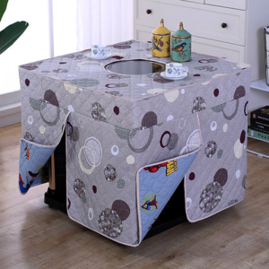 电暖桌罩取暖桌罩电炉罩80*80*60cm方形[圆孔]烤火罩电暖炉套保暖罩烤火被取暖方型布套电暖桌方型罩(花色随机)