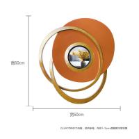 欧式墙饰金属壁饰客厅卧室背景墙装饰镜挂件几何立体铁艺墙壁挂镜 三维工匠 橘黄色-宽60*高60