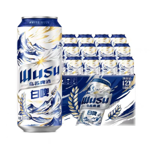 乌苏啤酒WUSU 天山白小麦白啤酒 500ml*12罐整箱装 乌苏白啤