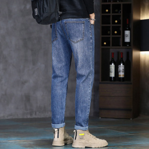 【商场同款】浅蓝牛仔裤男修身弹力百搭韩版潮流时尚简约小直筒裤