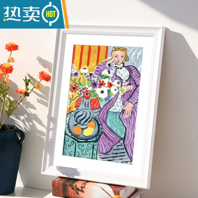 敬平简约相框挂墙装裱四4K开8k八木质素描画框12寸16外框a4纸展示框A3 945-亮白色 18寸挂墙[可放35.5*