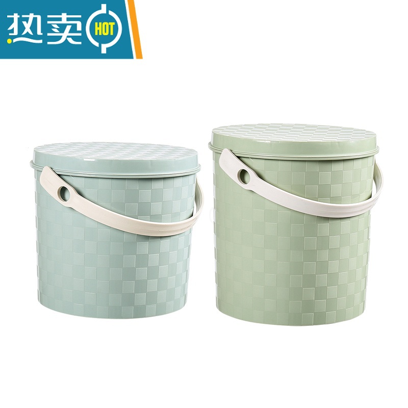 敬平水桶可坐塑料桶带盖水桶凳子收纳洗车垃圾桶储物桶幼儿园桶 小号蓝+大号绿