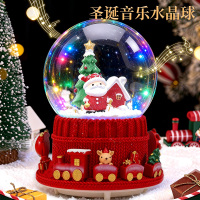 圣诞节礼物圣诞老人水晶球八音盒飘雪发光旋转音乐盒装饰摆件3750