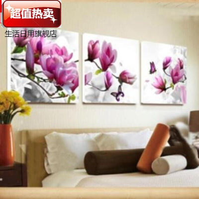 。客厅墙上装饰小挂件海边家装床头屋里背景画厨房家具墙体V水墨红玉兰70*70客厅推荐-.拼套15mm厚板