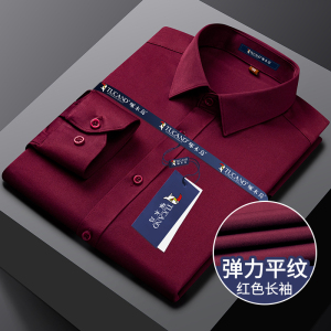 啄木鸟白色衬衫男士长袖2024秋季工装免烫抗皱爸爸装短袖衬衣春秋