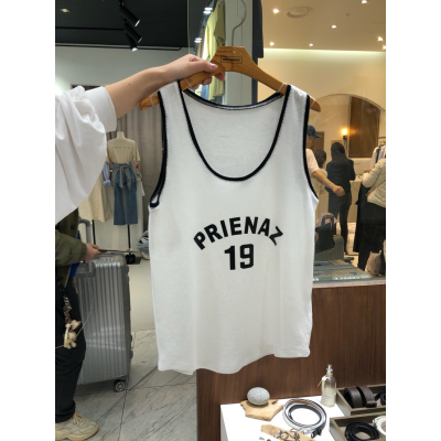 YIBUSHENG韩国东大门无袖t恤女夏季2020新款字母V领大码宽松背心外穿上衣服大码女装