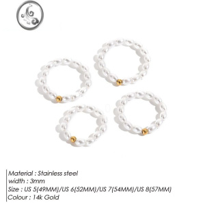 JiMi珍珠戒指简约网红时尚ins欧美配饰 百搭指环女手饰品韩国气质首饰 宽3MM一只