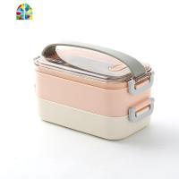 金属饭盒便当盒成人学生食堂带盖简约韩国微波炉健身餐盒 FENGHOU 绿三层800ml+保温袋