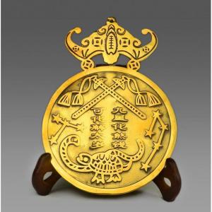 家柏饰(CORATED)九八卦镜 九星钱阳八卦镜铜蝙蝠吊金钱