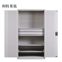 利特莱依工具柜加厚铁皮储物柜工厂车间用带抽屉汽修多功能收纳柜通门内二抽柜灰白色