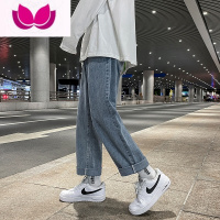 七斓牛仔裤男2023款宽松休闲裤男生美式阔腿裤子潮牌高街直筒长裤
