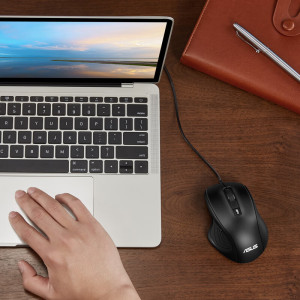 华硕UX300PRO 有线鼠标 办公鼠标 USB鼠标即插即用 DPI四挡可调 黑色 黑色