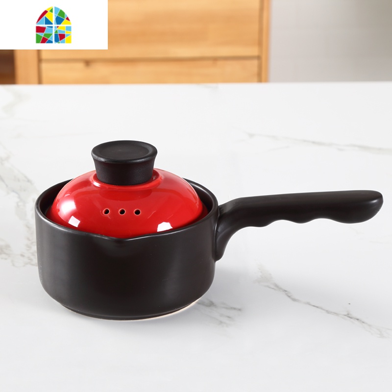 奶锅陶瓷婴儿宝宝辅食不粘锅家用汤锅多功能网红煮泡面热奶小砂锅 FENGHOU 柠檬黄1.2L(送锅垫)