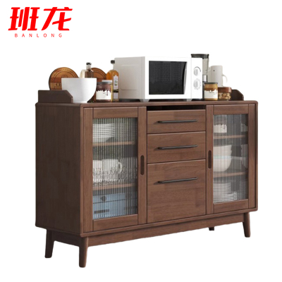 班龙矮柜三门100cm胡桃色台