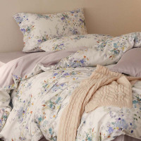 美式油画风100s磨毛四件套秋冬加厚保暖纯棉花卉床品