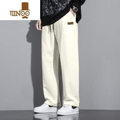 YANXU裤子男款潮牌垂感阔腿直筒卫裤宽松百搭男士夏季运动休闲长裤
