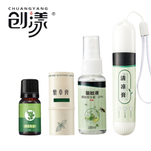 创漾CY1079防暑4件套(驱蚊液100ml薄荷精油6ml清凉膏20g紫草膏10g)