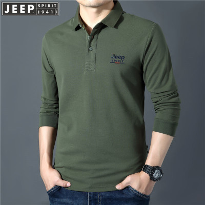 JEEP SPIRIT吉普大码男装长袖T恤春秋新款男打底衫宽松商务休闲上衣