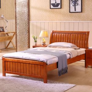 森美人实木床1.2米橡木1.5米儿童1米单人床1.5M双人硬板床架家用小户型