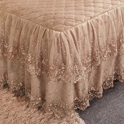 SleepyBear夹棉床罩床裙水晶绒三件套单件秋冬季加厚保暖防滑床套保护套