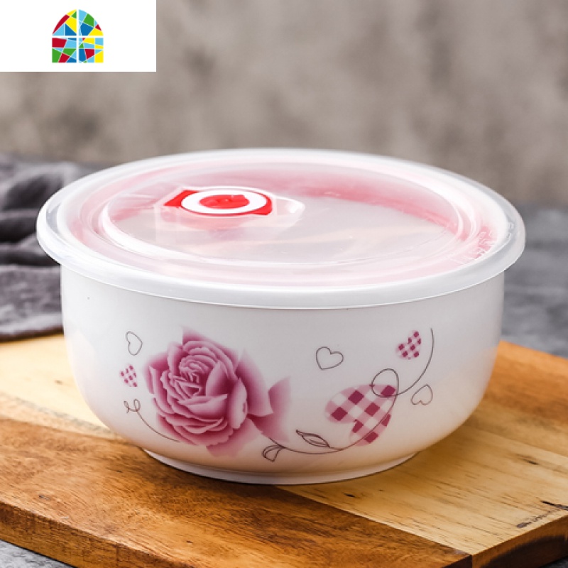 可微波炉加热专用碗陶瓷碗带盖上班族饭盒便当碗冰箱水果盒保鲜盒 FENGHOU [5英寸][优雅贵族]家用碗