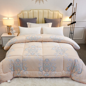 雅鹿家居 秋冬被子 清新优雅冬被1.8米床双人被 加厚磨毛纤维被子