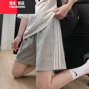 YIBUSHENG运动短裤女季薄款宽松显瘦高腰直筒外穿跑步休闲阔腿五分裤