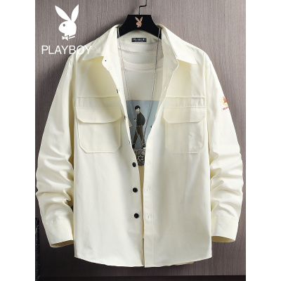 花花公子衬衫男休闲长袖简约百搭春装正品2021春秋季男士衬衣潮流