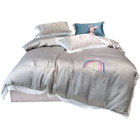 美帮汇现代风四件套简约北欧床单春夏款冰丝被套 大气一米八床铺盖套