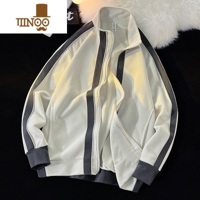 YANXU撞色立领夹克男设计感宽松潮流帅气外套潮牌复古休闲bf上衣