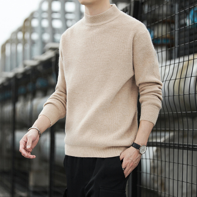 狮臣SHICHEN2020年春季新款男士针织衫圆领男士长袖毛衣时尚百搭毛衣男休闲青少年宽松针织毛衣男MY1165卡其色M