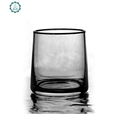 梯形炫彩玻璃杯威士忌酒杯酒吧啤酒杯创意家用水杯透明果汁饮料杯封后梯形-烟灰色