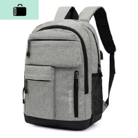 男士帆布双肩包休闲百搭高中生大学生书包男时尚潮流潮牌旅行背包NEW LAKE 灰色