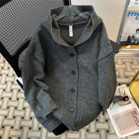 毛衣男春秋季新款美式潮牌宽松慵懒风针织衫连帽毛衣开衫男装外套