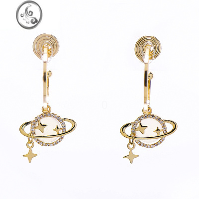 JiMi「猫眼宇宙」秘星球蚊香盘耳夹无耳洞女月溅星河耳环小众耳饰冬