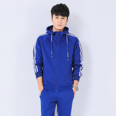 妖艺春秋运动服套装男青少年纯色连帽卫衣卫裤棉质两件套时尚潮流上衣