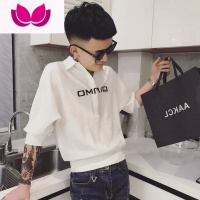 七斓夏季短袖衬衫男韩版潮流帅气七分袖网红痞帅五分半中袖发型师衬衣