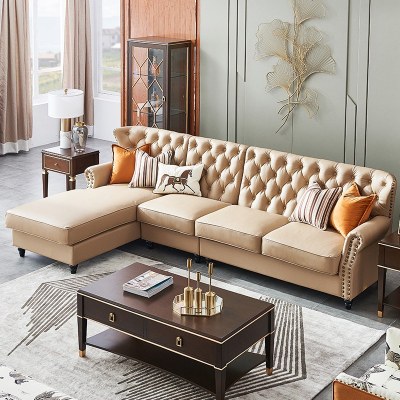 美式沙发转角组合客厅整装l型乡村布艺田园地中海风格沙发