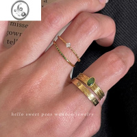 JiMi洗手不用摘不掉色绿钻钛钢戒指简约冷淡风大方时尚食指戒2023新款