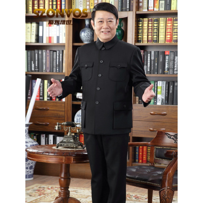 春秋中老年中山装男爸爸装中山服父亲外套老年人爷爷衣服