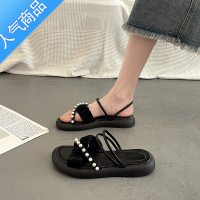 SUNTEK法式平底绝美凉鞋女夏季外穿时尚配裙子2023新款百搭罗马沙滩凉拖