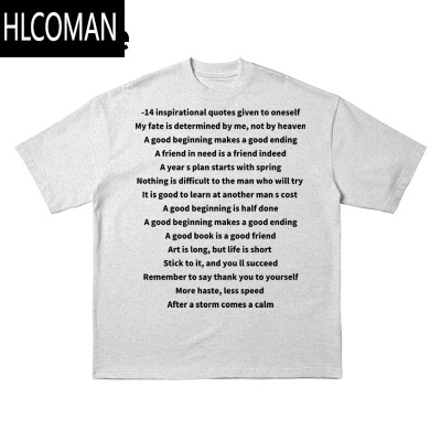 HLCOMAN简约小众字母印花英文短袖男夏季美式复古T恤女百搭时尚潮流