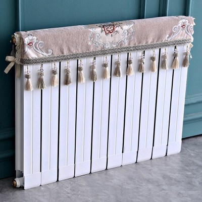 欧式暖气片罩装饰罩子布艺防尘套老式遮挡盖布遮挡帘保护套卫生 凌云咖色 长度200cm*厚度10cm*高度(含穗)20cm