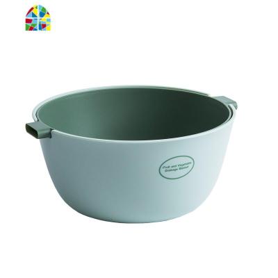 创意北欧双层塑料洗水果篮蔬菜洗菜盆厨房漏水篮家用多功能 FENGHOU 圆形小号(抹茶绿)洗菜篮洗菜篮