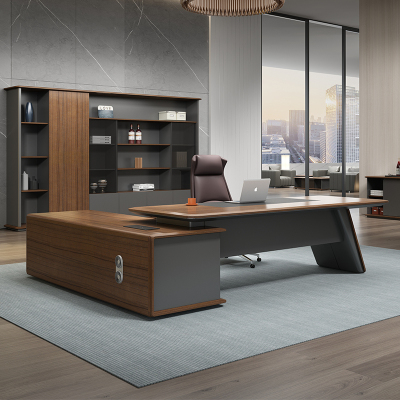 易企采 240*90CM单桌不含椅 办公桌烤漆贴实木皮老板主管经理办公桌办公室简约现代总裁桌大班台