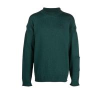 高田贤三(Kenzo)羊毛套衫男绿色Tiger贴花圆领长袖运动休闲针织百